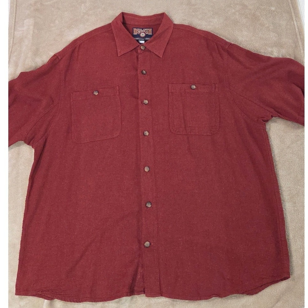 Duluth trading co Shirt men size 2XL maroon hemp cotton blend Short Sleeve EUC